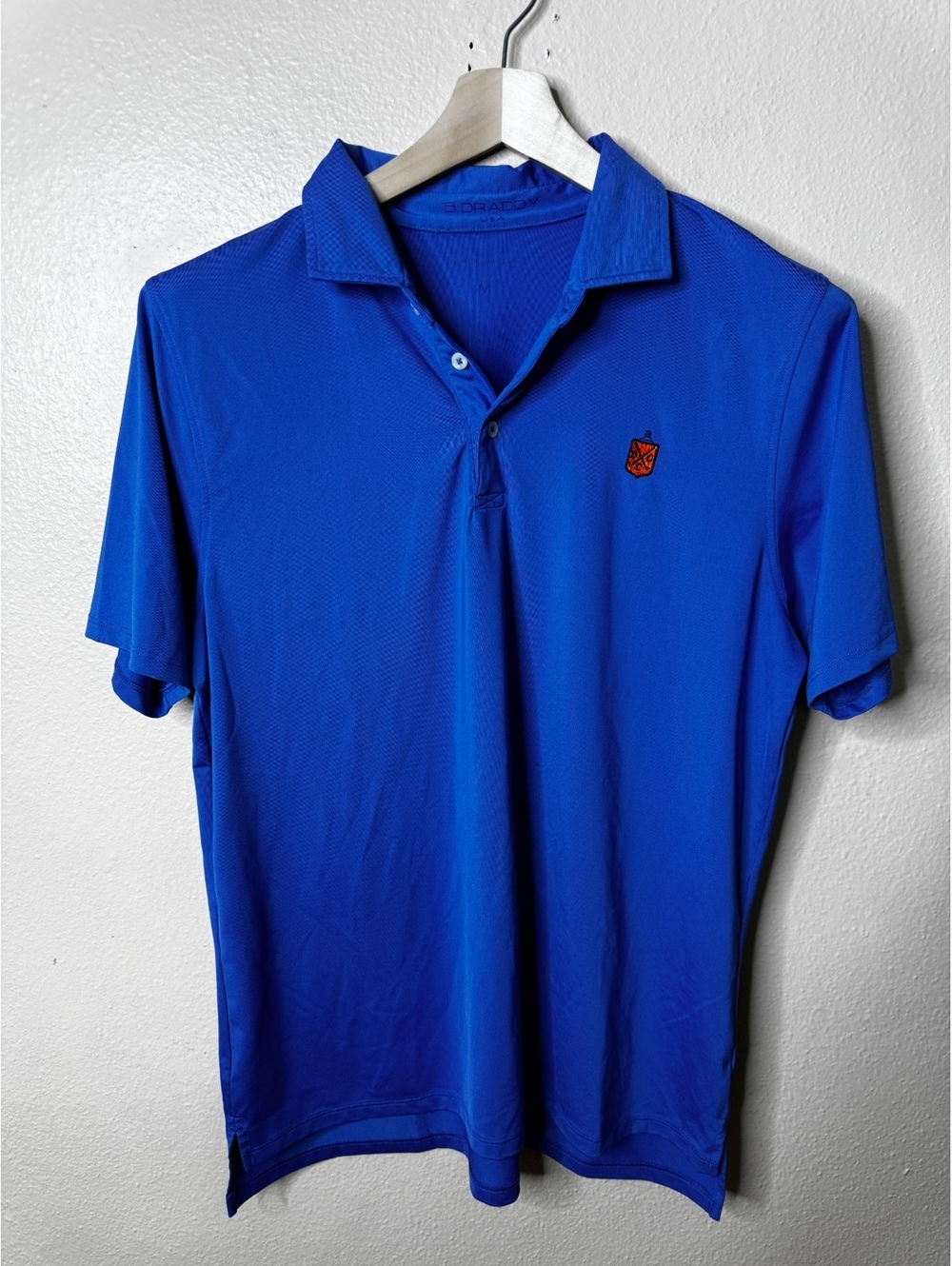 B. Draddy Men’s Blue Short Sleeve Golf Polo Shirt Embroidered Logo Size M